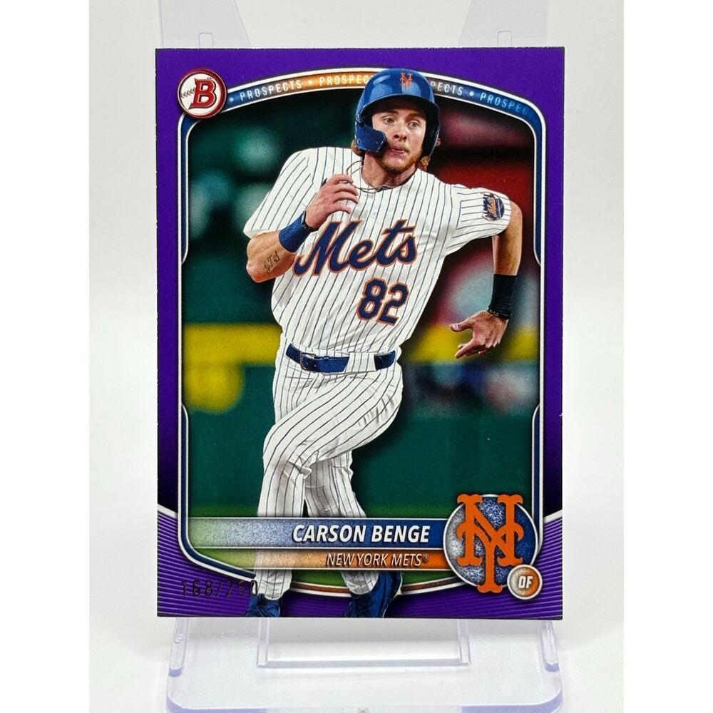 2025 Bowman Carson Benge Prospects Purple Border 168/250 SP New York Mets